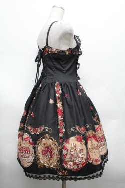 画像3: ALICE and the PIRATES / いばらうさぎのペイサージュ柄ジャンパースカートII型セット  黒 S-26-03-01-033-PA-OP-HR-ZS