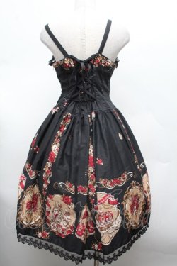 画像4: ALICE and the PIRATES / いばらうさぎのペイサージュ柄ジャンパースカートII型セット  黒 S-26-03-01-033-PA-OP-HR-ZS