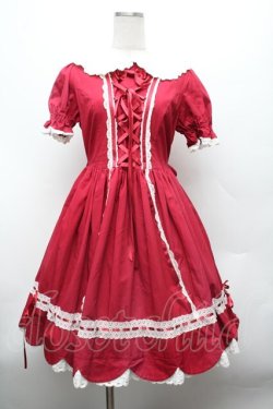 画像1: BABY,THE STARS SHINE BRIGHT / STRAWBERRYカフェスカラップワンピース  赤 S-26-03-01-035-BA-OP-AS-ZS