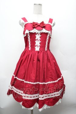 画像1: BABY,THE STARS SHINE BRIGHT / リボンスカラップジャンパースカート  赤 S-26-03-01-036-BA-OP-AS-ZS