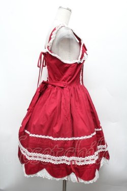 画像2: BABY,THE STARS SHINE BRIGHT / リボンスカラップジャンパースカート  赤 S-26-03-01-036-BA-OP-AS-ZS