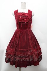 BABY,THE STARS SHINE BRIGHT / 別珍レースフリルジャンパースカート  エンジ S-26-03-01-037-BA-OP-HR-ZS