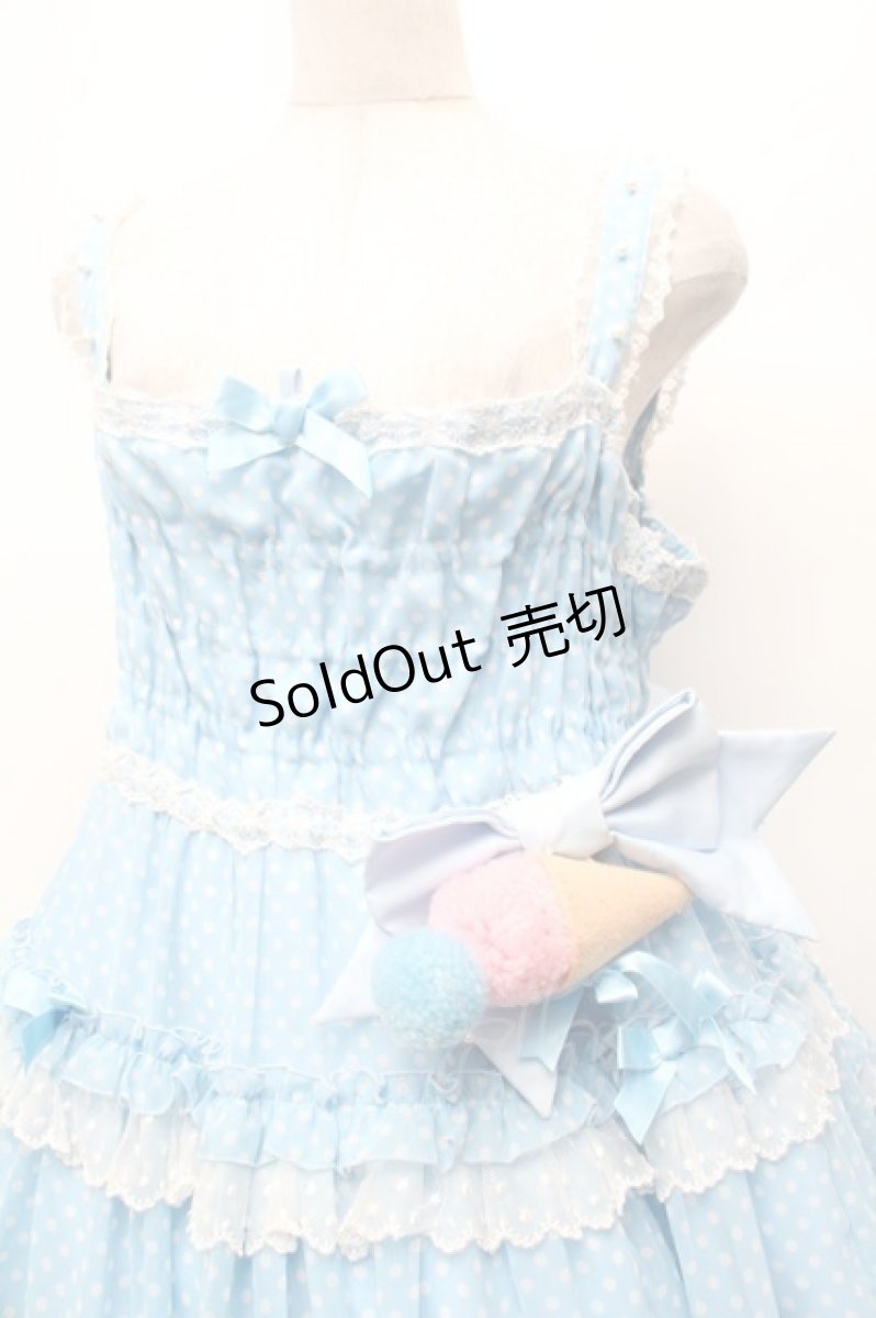 画像2: Angelic Pretty / Happyアイスクリームジャンパースカート  サックス S-26-03-01-038-AP-OP-AS-ZS (2)