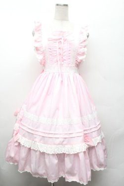 画像1: Chalmiere / ハッピーフリルジャンパースカートセット  ピンク S-26-03-01-045-0-OP-HR-ZS