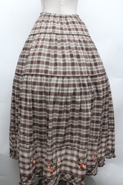 画像3: PINK HOUSE / 野ばらとチェリー刺繍タータンチェックスカート  ブラウン S-26-03-01-059-LO-SK-HR-ZS