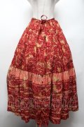 PINK HOUSE / Flower Picnic プリントパッチワークスカート  赤 S-26-03-01-060-LO-SK-AS-ZS