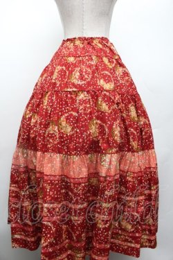 画像3: PINK HOUSE / Flower Picnic プリントパッチワークスカート  赤 S-26-03-01-060-LO-SK-AS-ZS