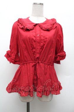 画像1: Chalmiere / クラシックコットンブラウス  赤 S-26-03-01-024-0-BL-HR-ZS