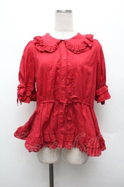 画像1: Chalmiere / クラシックコットンブラウス  赤 S-26-03-01-025-0-BL-HR-ZS