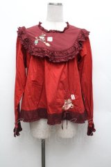 PINK HOUSE / ハロウィーンワンダーランド刺繍使いブラウス  赤 S-26-03-01-026-LO-BL-HR-ZS