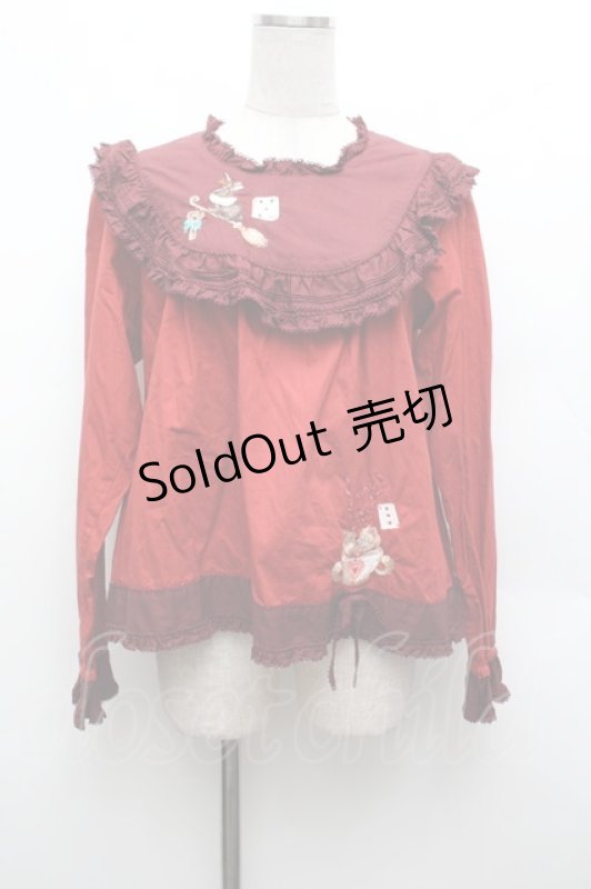 画像1: PINK HOUSE / ハロウィーンワンダーランド刺繍使いブラウス  赤 S-26-03-01-026-LO-BL-HR-ZS (1)