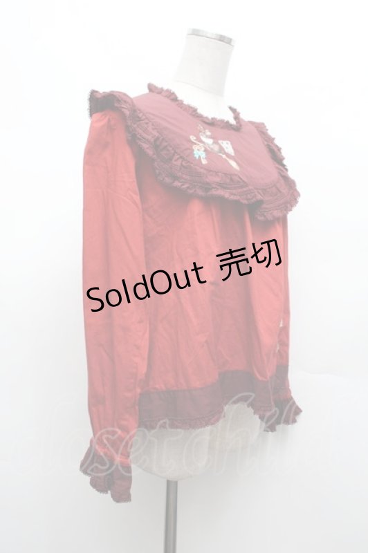 画像2: PINK HOUSE / ハロウィーンワンダーランド刺繍使いブラウス  赤 S-26-03-01-026-LO-BL-HR-ZS (2)