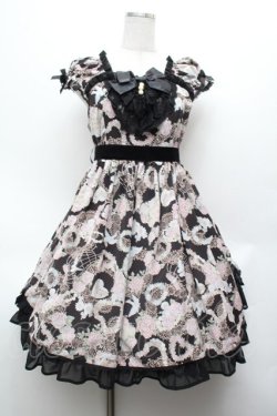 画像1: BABY,THE STARS SHINE BRIGHT / メルヴェイユーズなBoudoir〜永遠に続くLadyな時間〜柄ロングジャンパースカート  黒 S-26-03-01-029-BA-AC-AS-ZS