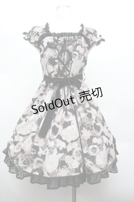 画像3: BABY,THE STARS SHINE BRIGHT / メルヴェイユーズなBoudoir〜永遠に続くLadyな時間〜柄ロングジャンパースカート  黒 S-26-03-01-029-BA-AC-AS-ZS (3)