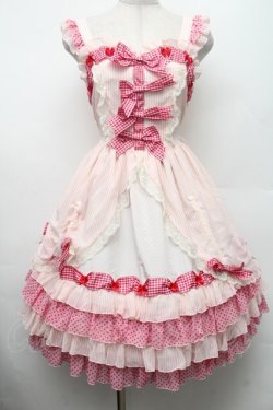 画像1: BABY,THE STARS SHINE BRIGHT / MY ANNIVERSARY/くまちゃんジャンパースカート  ピンク S-26-03-02-031-BA-OP-AS-ZS