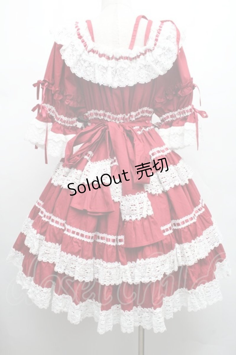 画像2: BABY,THE STARS SHINE BRIGHT / Confiture Ribbonワンピース  エンジ S-26-03-02-035-BA-OP-HR-ZS (2)
