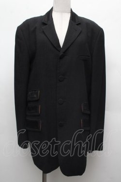 画像1: Jean Paul GAULTIER / ストライプテーラードジャケット 50 黒 S-26-03-02-009-0-JA-AS-ZS
