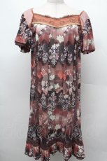 画像1: Ozz oneste / 花プリントメッシュワンピース  茶 S-26-03-02-013-OO-OP-HR-ZS (1)