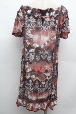 画像2: Ozz oneste / 花プリントメッシュワンピース  茶 S-26-03-02-013-OO-OP-HR-ZS (2)