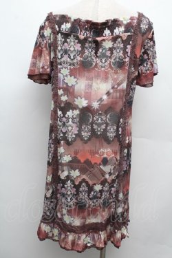 画像2: Ozz oneste / 花プリントメッシュワンピース  茶 S-26-03-02-013-OO-OP-HR-ZS