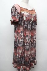 画像3: Ozz oneste / 花プリントメッシュワンピース  茶 S-26-03-02-013-OO-OP-HR-ZS (3)