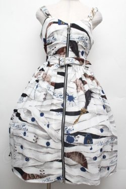 画像1: ALICE and the PIRATES / Wolf the ripper柄ジャンパースカート  白 S-26-03-02-020-PA-OP-SA-ZS