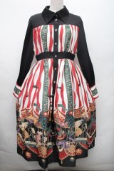 ALICE and the PIRATES / Escape Beast柄シャツワンピース  エンジ S-26-03-02-025-PA-SK-SZ-ZS