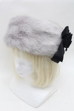 画像1: Moi-meme-Moitie / コサージュ付きファーハット  グレー S-26-03-04-040-MO-AC-HR-ZS