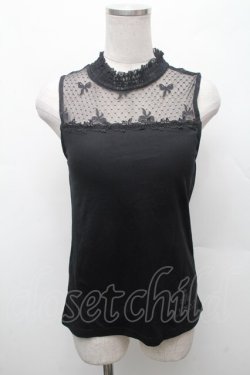 画像1: m petit by misako / NINA'S パット付きレースタンクトップ  黒 S-26-03-04-042-LO-TO-HR-ZS