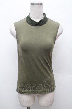 画像1: Jane Marple Dans Le Salon / スタンドカラーノースリーブトップス  カーキ S-26-03-04-043-JM-TO-AS-ZS