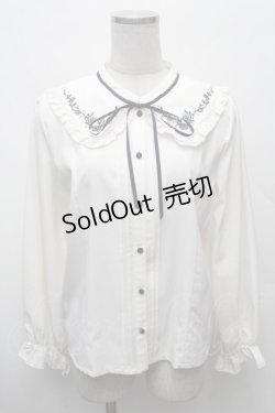 画像1: axes femme / ブーケ刺繍フリル襟ブラウス  アイボリー S-26-03-04-045-AX-BL-HR-ZS