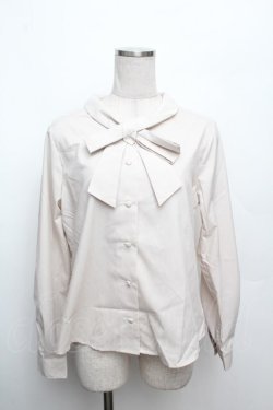 画像1: Fi.n.t  / タックリボンタイシャツ F ベージュ S-26-03-04-048-LO-BL-TE-ZS