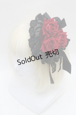 画像1: Chalmiere / ウィンターローズクリップ  黒×赤 S-26-03-04-031-0-AC-HR-ZS