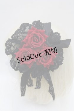 画像2: Chalmiere / ウィンターローズクリップ  黒×赤 S-26-03-04-031-0-AC-HR-ZS