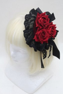 画像1: Chalmiere / ウィンターローズクリップ  黒×赤 S-26-03-04-032-0-AC-HR-ZS