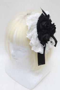 画像1: Chalmiere / ウィンターローズクリップ  黒×白 S-26-03-04-033-0-AC-HR-ZS