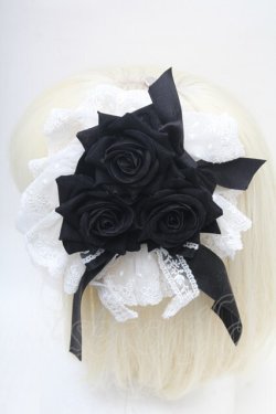 画像2: Chalmiere / ウィンターローズクリップ  黒×白 S-26-03-04-033-0-AC-HR-ZS