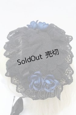 画像2: Moi-meme-Moitie / ローズクロスアーチヘッドドレス  黒ｘ黒リボンｘ青バラ S-26-03-04-034-MO-AC-HR-ZS