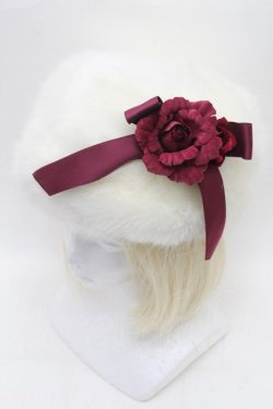 画像1: Moi-meme-Moitie / コサージュ付きファーハット  白 S-26-03-04-038-MO-AC-HR-ZS