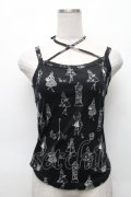 Emily Temple cute / プリントキャミソール  黒ｘ白 S-26-03-06-001-ET-TO-AS-ZS