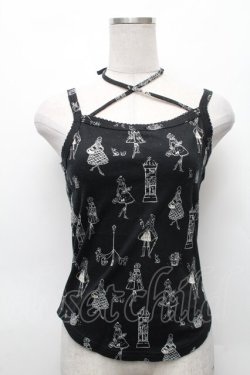 画像1: Emily Temple cute / プリントキャミソール  黒ｘ白 S-26-03-06-001-ET-TO-AS-ZS