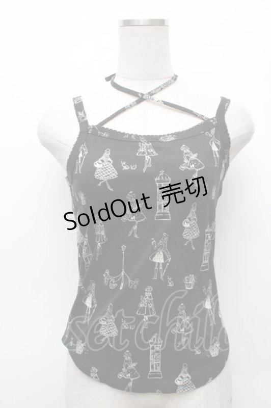 画像1: Emily Temple cute / プリントキャミソール  黒ｘ白 S-26-03-06-001-ET-TO-AS-ZS (1)