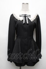 Secret Honey / フリルビッグカラーセットアップ  黒ｘ白 S-26-03-06-035-CA-BL-HR-ZS