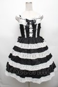 BABY,THE STARS SHINE BRIGHT / エリザベスジャンパースカート  黒ｘ白 S-26-03-06-036-BA-OP-HR-ZS