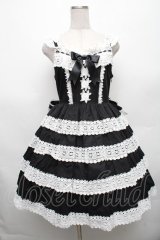 BABY,THE STARS SHINE BRIGHT / エリザベスジャンパースカート  黒ｘ白 S-26-03-06-036-BA-OP-HR-ZS