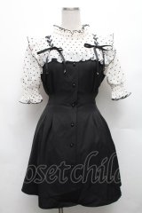 Rojita / ハートドットレースアップ半袖ワンピース  黒ｘオフ S-26-03-06-045-LO-OP-HR-ZS