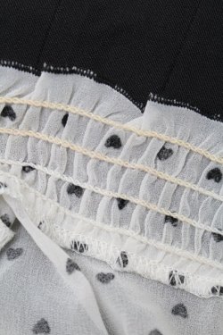 画像4: Rojita / ハートドットレースアップ半袖ワンピース  黒ｘオフ S-26-03-06-045-LO-OP-HR-ZS