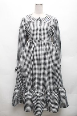 画像1: FLC / 星名桜子/ギンガムチェックワンピース M 黒ｘ白 S-26-03-06-047-LO-OP-AS-ZS