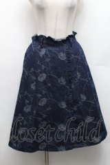 axes femme / バラベルト付柄デニムスカート M 紺 S-26-03-06-050-AX-SK-TE-ZS