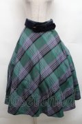 an another angelus / ビッグチェックフレアースカート F グリーン×ネイビー S-26-03-06-056-CA-SK-TE-ZS